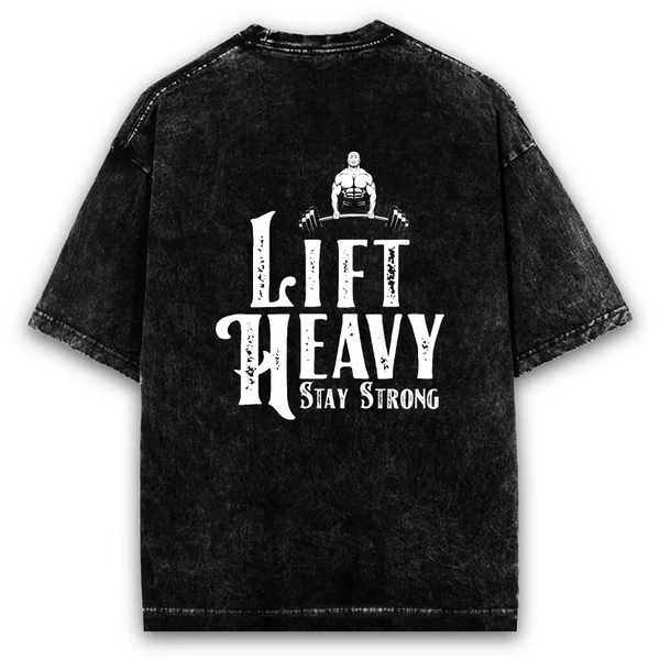 Lift Heavy Stay Strong — Oversized Acid Wash Tee back