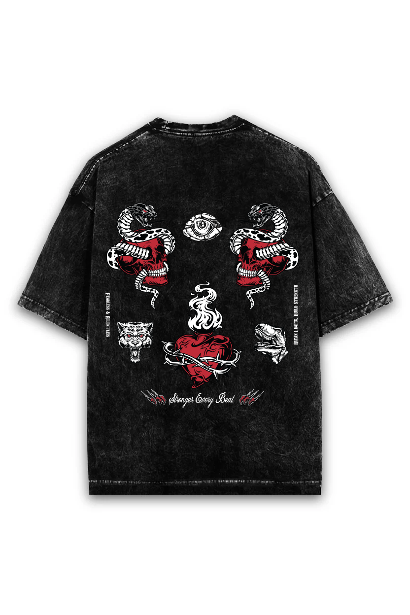 Fearless & Relentless — Oversized Acid Wash Tee