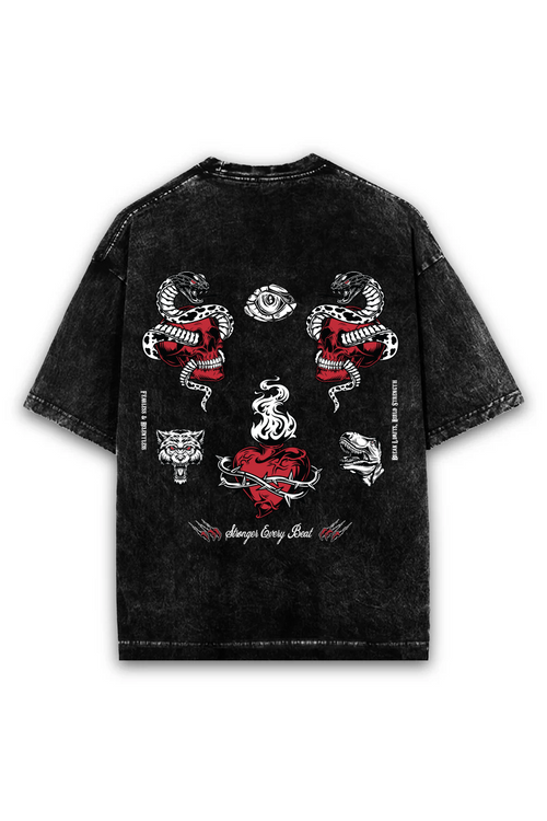 Fearless & Relentless — Oversized Acid Wash Tee