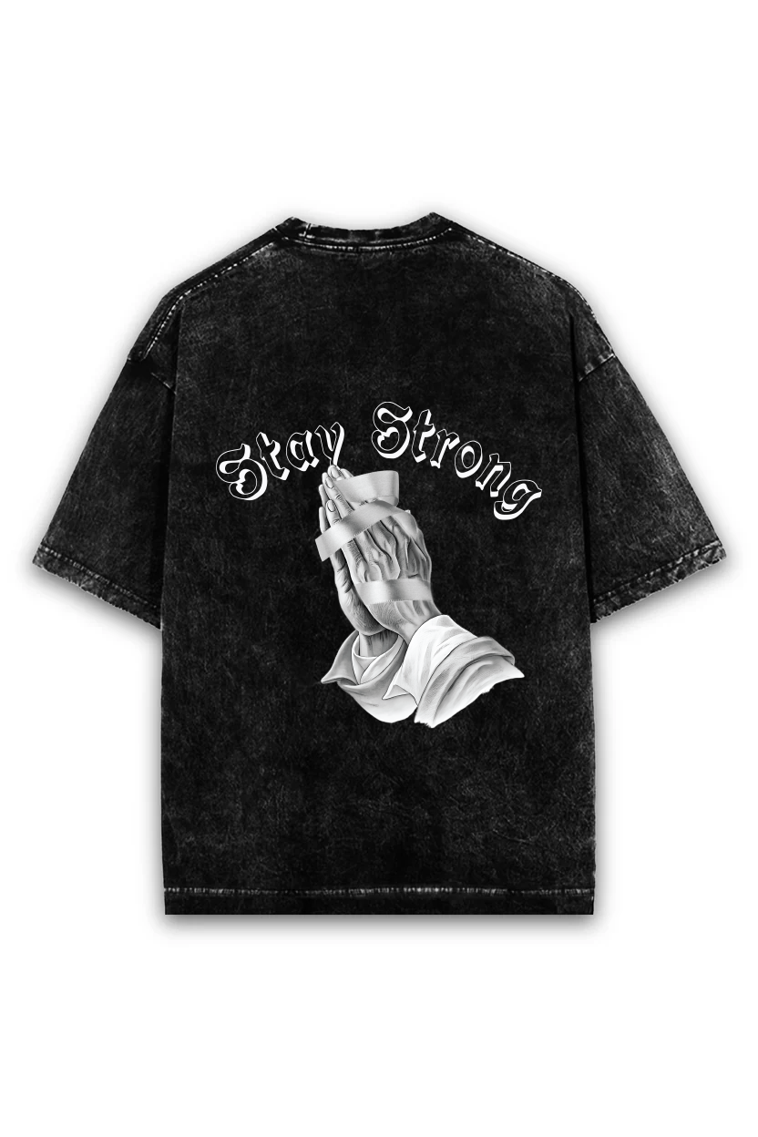 Stay Strong — Oversized Acid Wash Tee