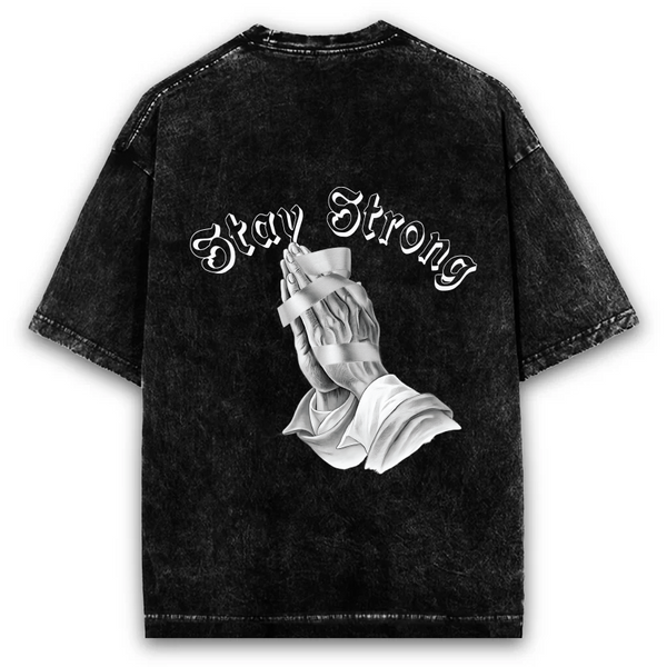 Stay Strong — Oversized Acid Wash Tee back