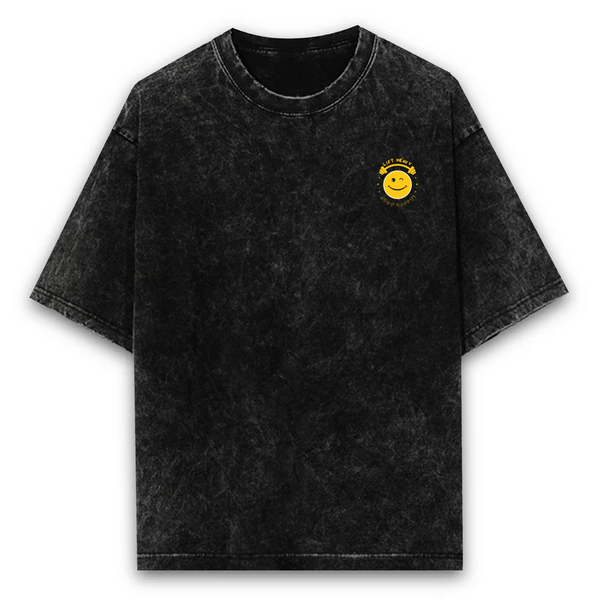 Lift Heavy Stay Happy — Oversized Acid Wash Tee